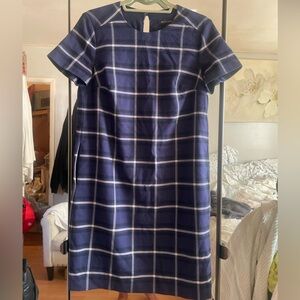 Banana Republic Plaid Navy Blue Dress